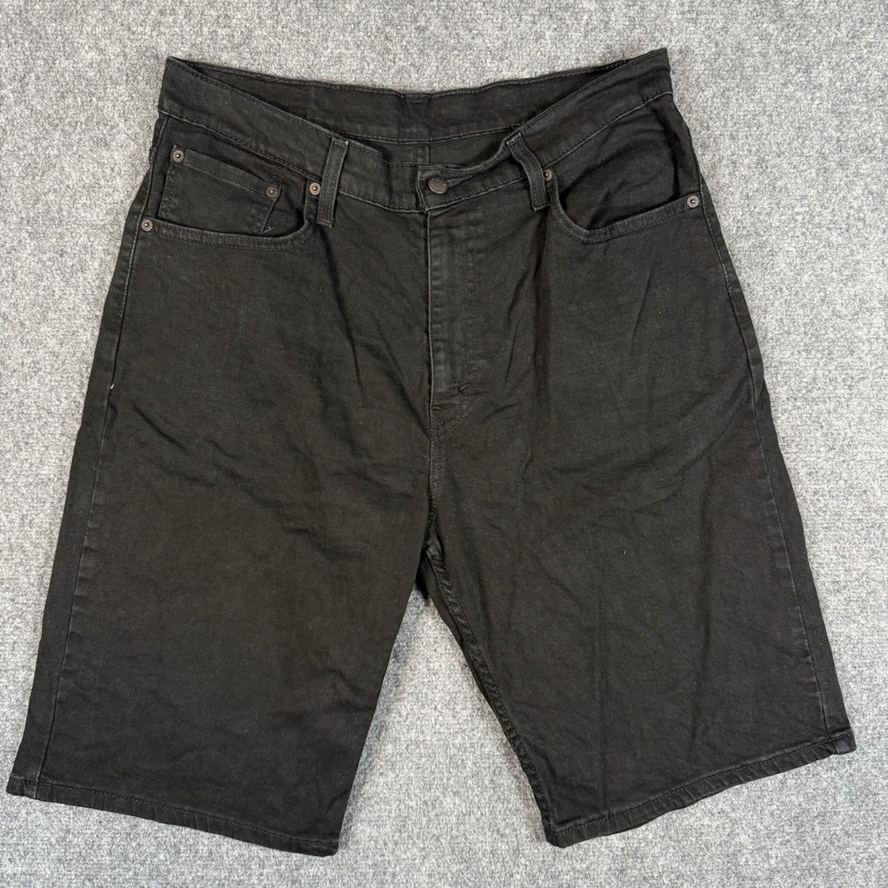 🛹 Levi's 569 Loose Straight Denim Shorts Mens Size 34 Washed Black Baggy Jorts